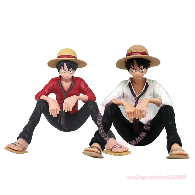 One Piece Monkey D. Luffy Sitting Position Trendy Hand Childrens Toy Cartoon Model Cake Decoration Anime Peripheral Car Ornament