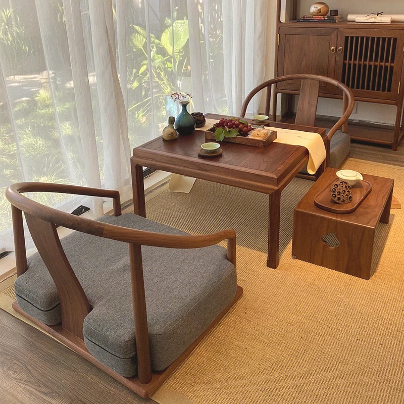 New Chinese combination solid wood small black walnut small household tatami tea table low table