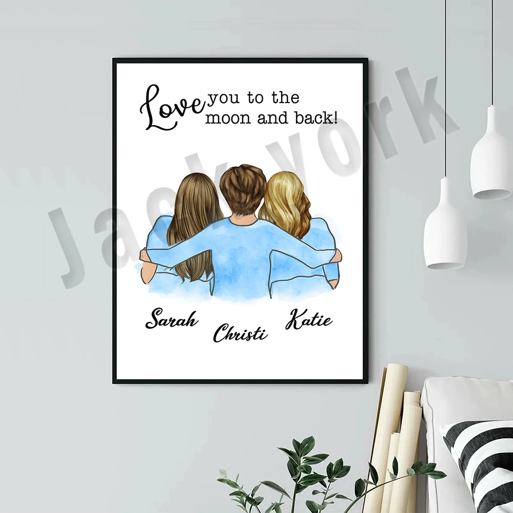 

Mom Daughter Love You To The Moon And Back Vintage Poster, Personalize Your Name Mom Daughter Poster, Mother's Day Canvas Gift