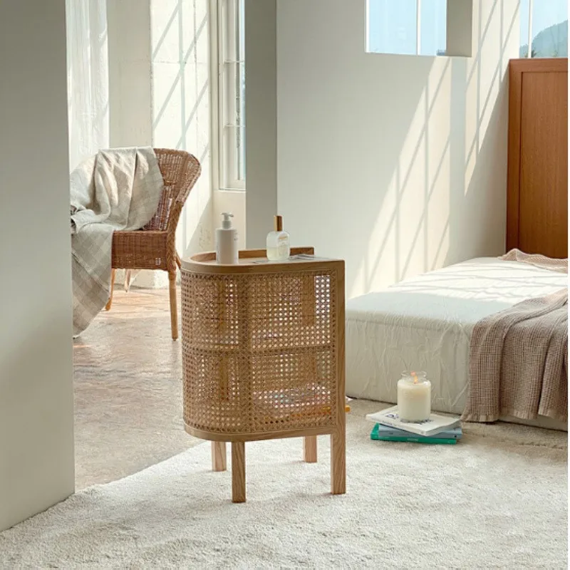 JOYLIVE Moderne Minimalistischen Stil Kreative Hause Homestay Hotel Schlafzimmer Massivholz Rattan Nachttisch Rand Schrank Drop-versand