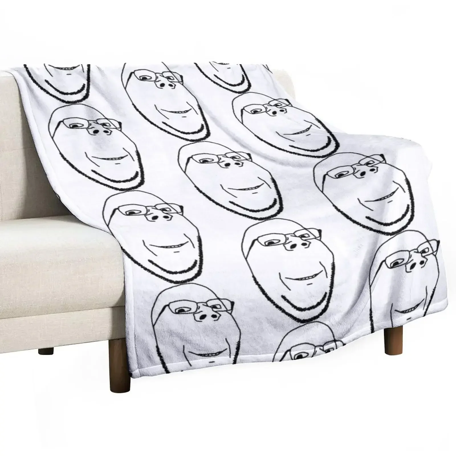 Smiling Wholesome Wojak Soyjak Throw Blanket Bed Camping Cute Blankets