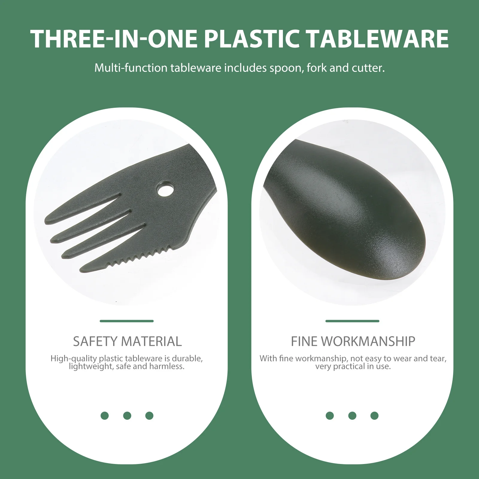 

6Pcs 3-in-1 Fork Spoon Cutter Plastic Tableware Multi-Functional Camping Utensils Outdoor Cutlery for Picnic Hiking Portable