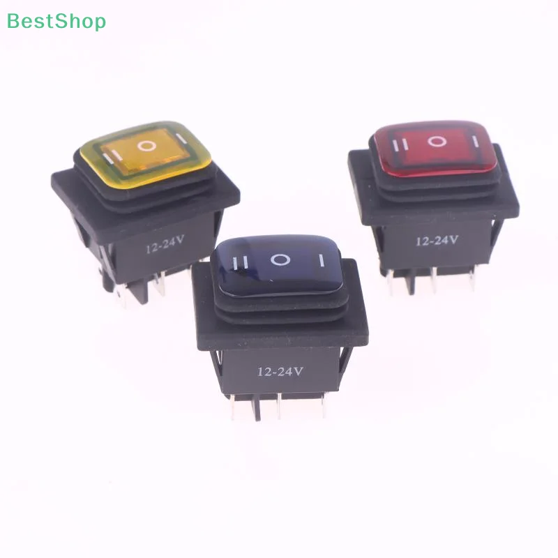 

〔Victoria〕6 Pin Waterproof Rocker Switch 12-24V 220V Red Green LED Light Button Switch
