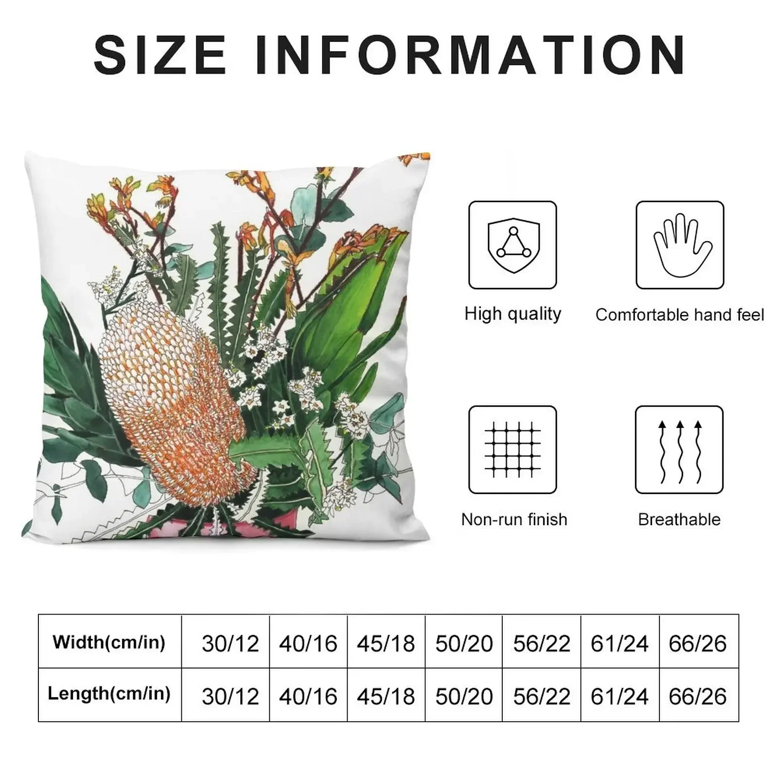 Australian native arrangement Banksia Kangaroo Paw Throw Pillow Pillow Covers Decorative Sofa Covers Pillow Cases