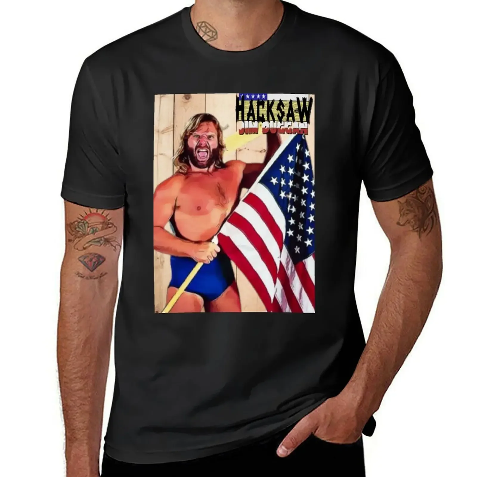 

Jim Duggan T-Shirt oversized basketball graphic tees Men's t shirts