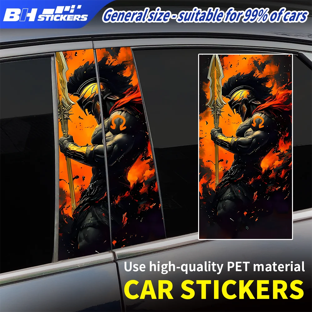 

2pcs Spartan Warrior Car Stickers B Pillar Decal Universal Auto Window Pillar Decoration Vinyl Wrap Scratches Cover Accessories