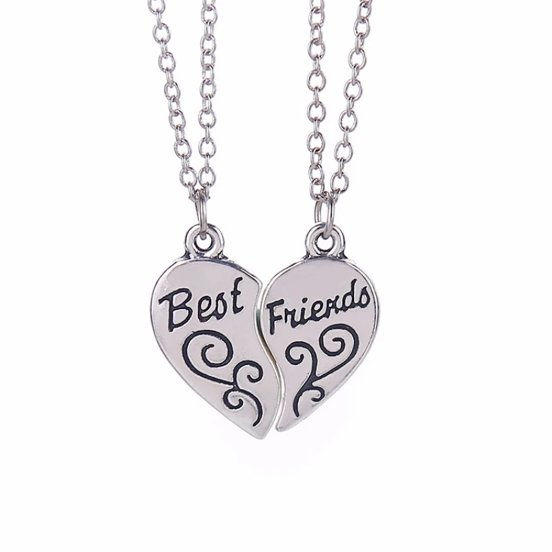 2Pcs/Set Best Friends Magnetic Hook Cardioid Heart Splicing Pendant Chain Necklace BFF Friendship Jewelry Gifts For Girl Women