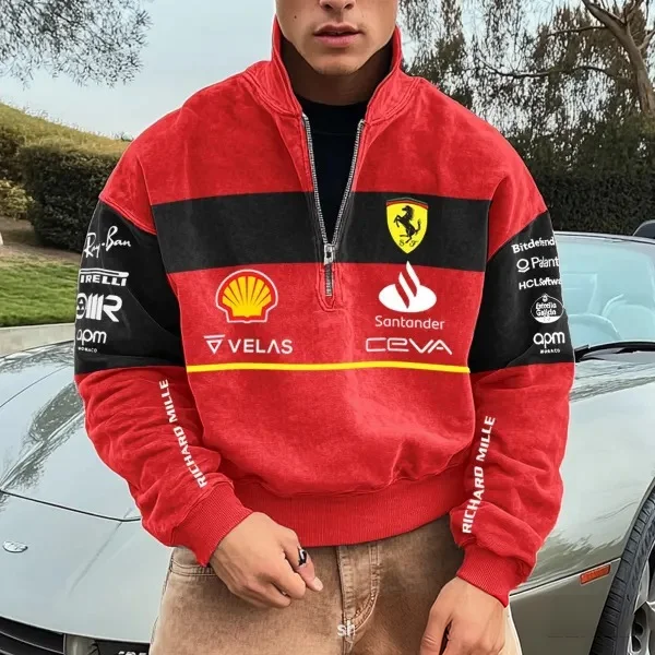 F1 طباعة المطرزة بدلة سباق الدراجات يندبروف ودافئة طويلة الأكمام سترة قطن لفيراري SP1 812 F40 F12TDF SF90 488