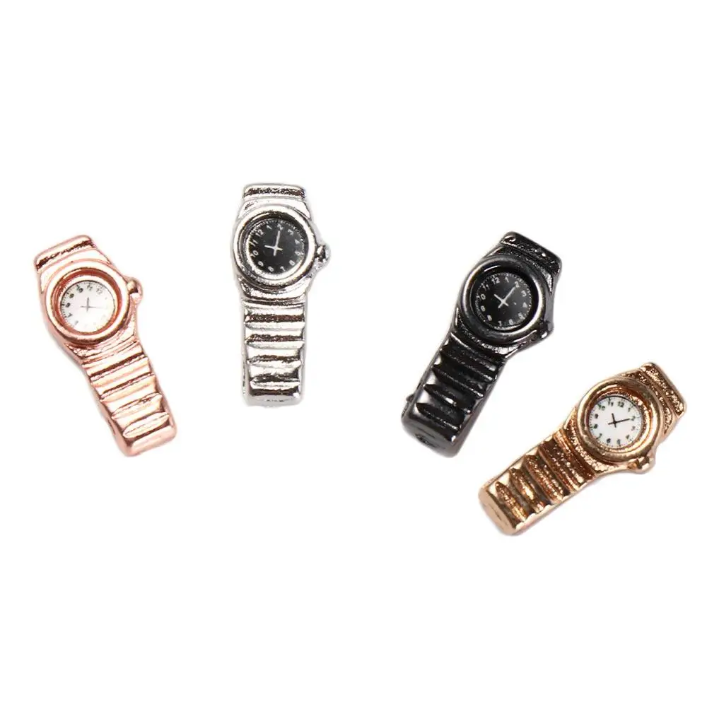 Simulation Toy Model Toy Metal Watch Wristwatch Metal Dollhouse Wrist Watch Model Mini Scene Props Miniature Watch Decorations