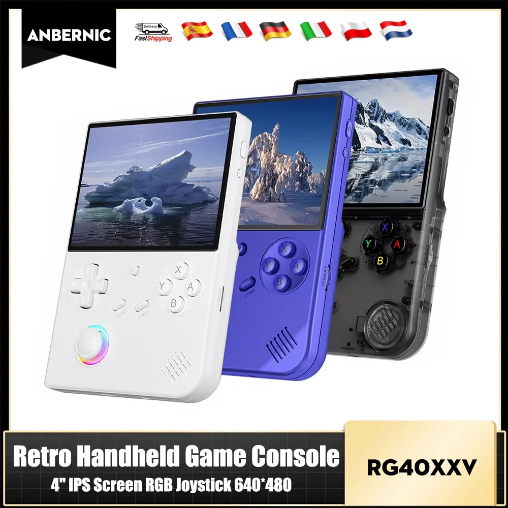 Console de jeu rétro portable ANBERNIC RG40XXV, écran IPS 4'', joystick RGB, lecteur vidéo et e-book, prend en charge le streaming WIFI, sortie HDMI