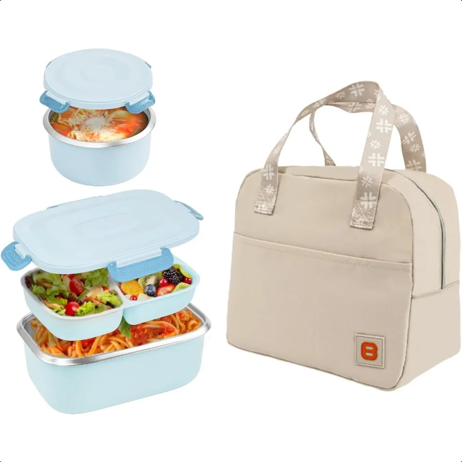 

Bento Box 18 8 Stainl Steel Lunch Box Stackable PP5 Containers Bento Box for Adults Lunch Containers Include an Insulated Food