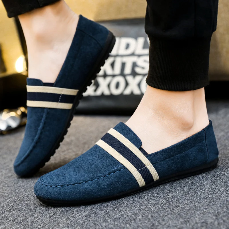 2023Men Sneakers Flats Men Shoes Black Blue Loafers Slip on Male Footwear Adulto Driving Moccasin Soft Comfortable Casual Shoes