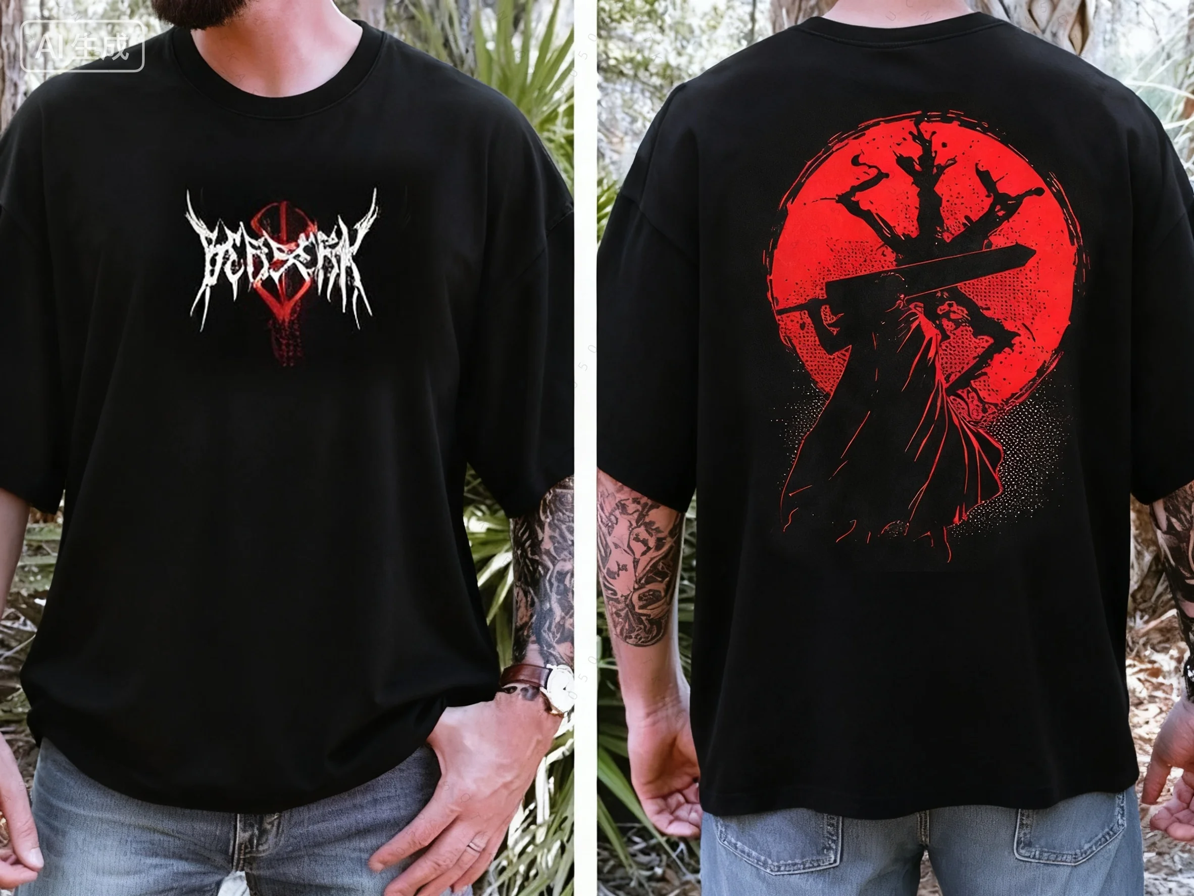 Berserk ريترو أنيمي الأعلى الأمعاء تي شيرت مطبوع الرجال والنساء عالية الجودة القطن تي شيرت Harajuku الرجال اضافية كبيرة تي شيرت #1