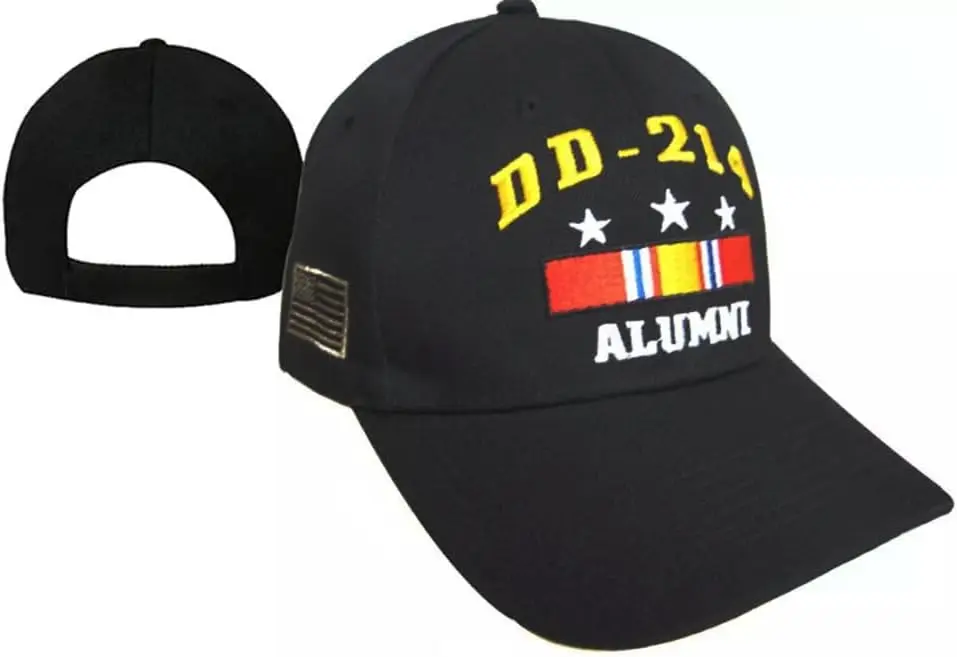 DD 214 National Defense All Branches Military Approved Embroidered Black Cap Licensed