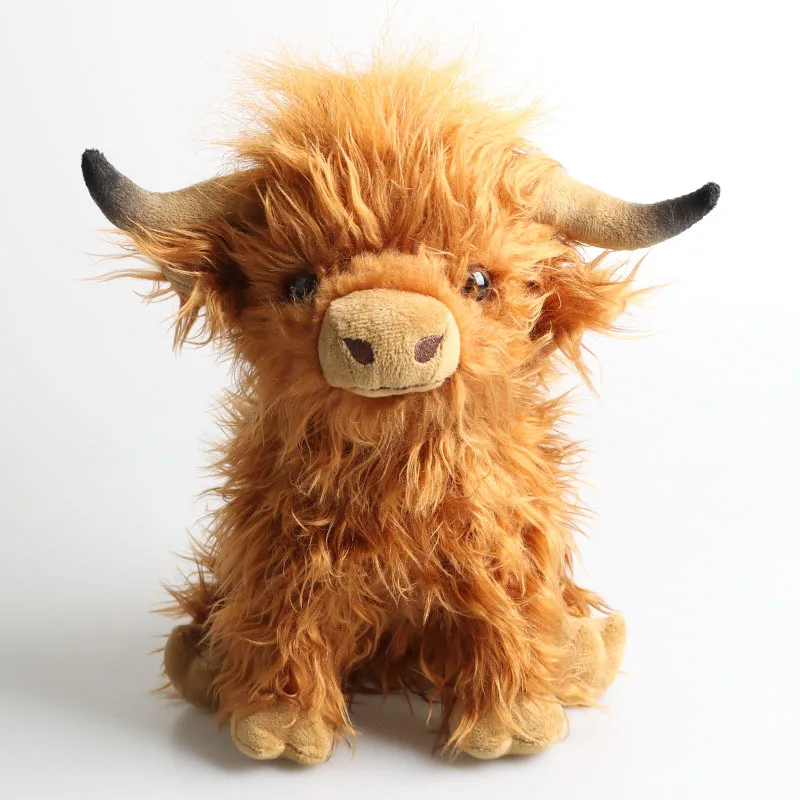 Simulation Highland Cow Animal Plush Doll Soft Stuffed Highland Cow Cattlle Plush Toy Plushie Gift for Kids Boys Girls