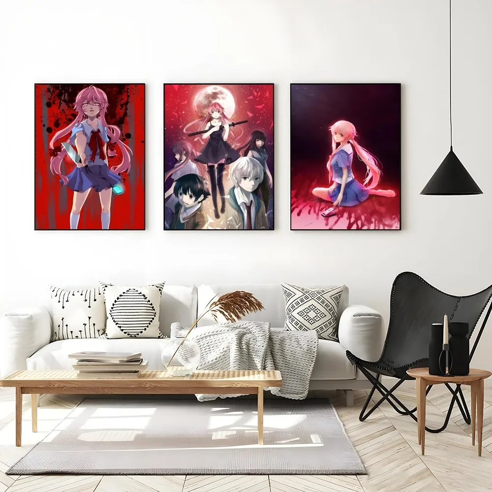 1PC The Future Diary Poster Self-adhesive Art Waterproof Paper Sticker Coffee House Bar Room Wall Decor