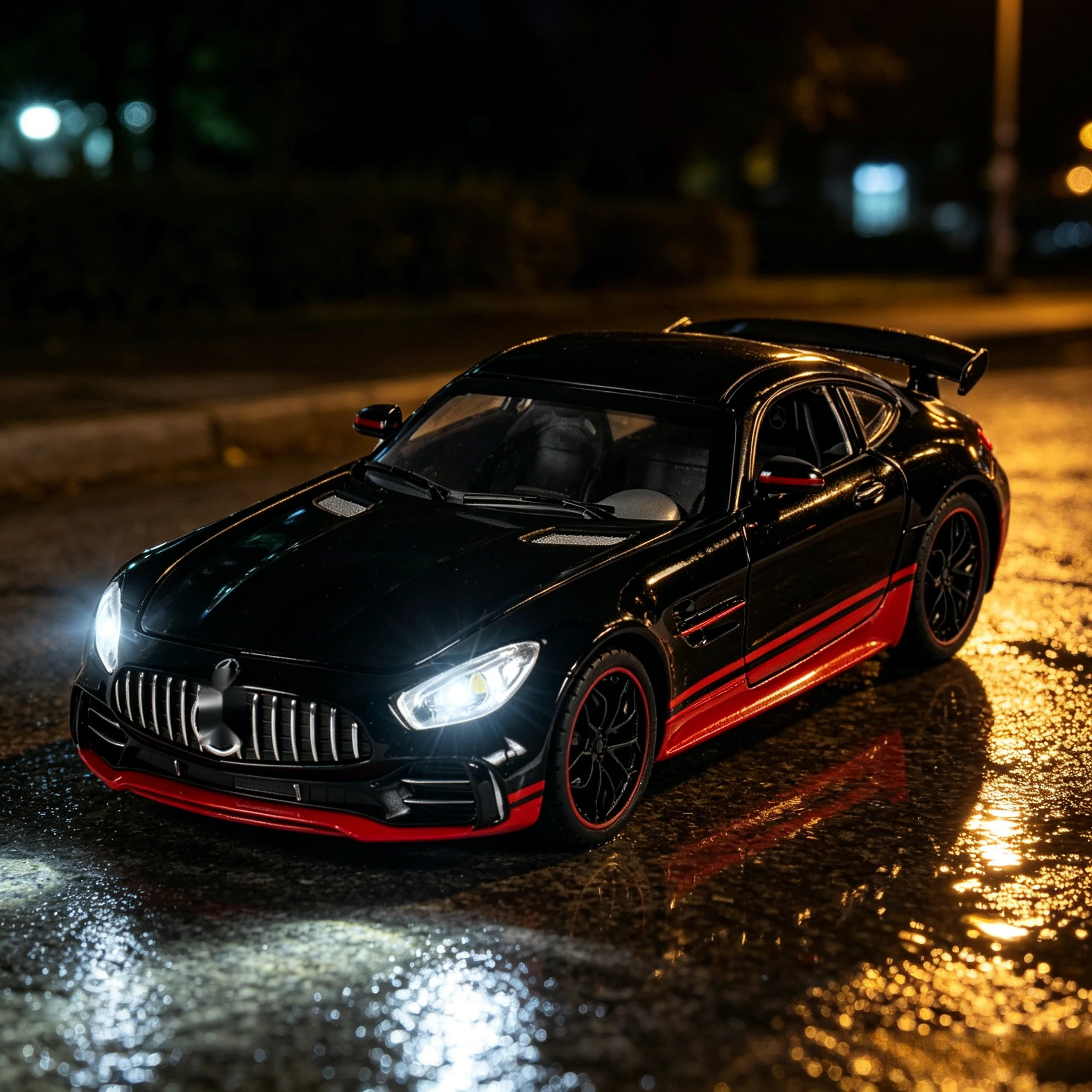 

1:24 GTR Sports Car Model Toy Music Light Pull Back Doors Opened Police Vehicle Models Alloy Die-cast Toys Hobby Gifts