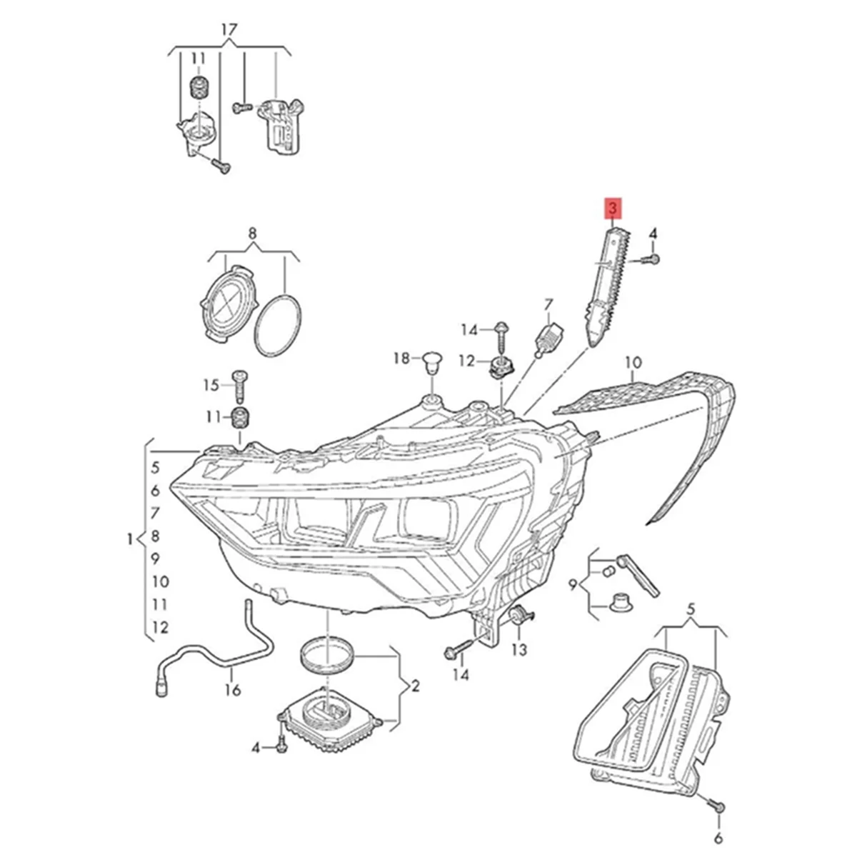 

2 шт. Модуль светодиодных платов фар DRL с радиатором 83A 941475 A для Audi Q3 Sportback 2019-2023 Источник дневных ходовых огней