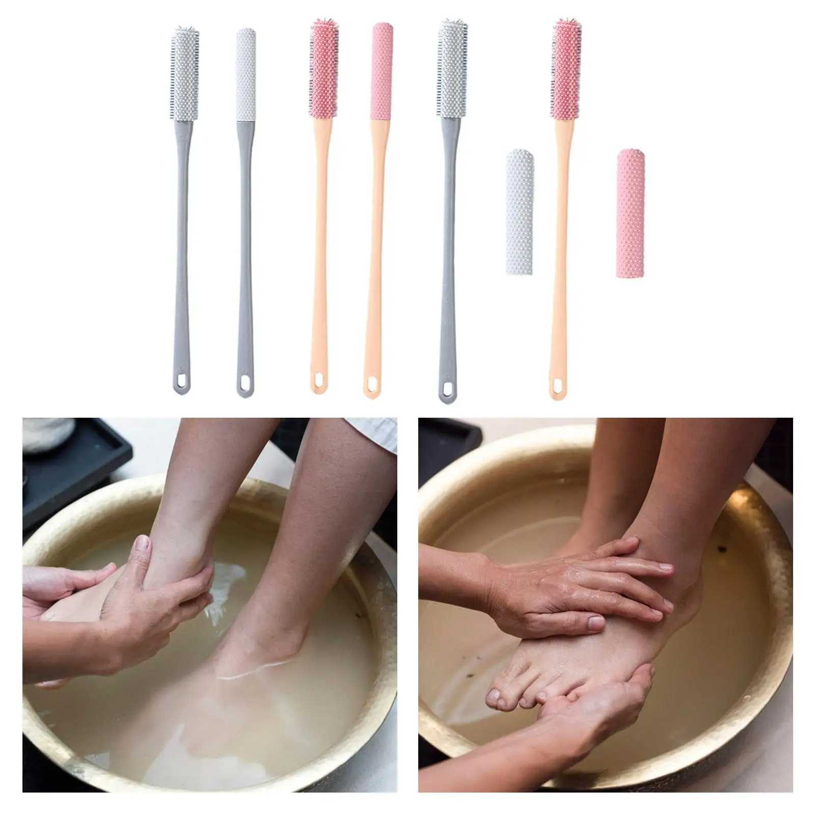 

Toe Cleaning Brush Feet Cleaner Scrub Skin Exfoliation Shower Foot Brush Silicone Long Handle for Elderly Senior Men and Women