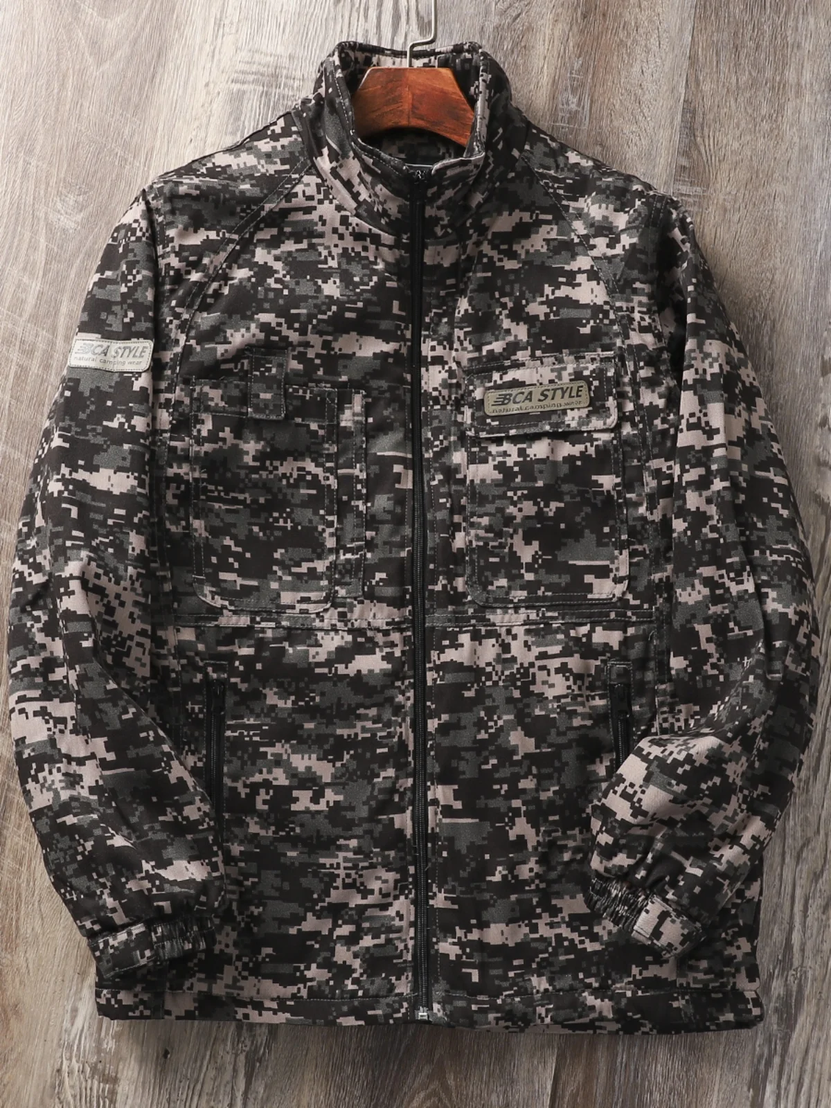 

Korean Single Camouflage Thiened Men's Winter Cotton Jaet Stand Collar Fce Lined Warm Resistant Scratch Wear-Resistant