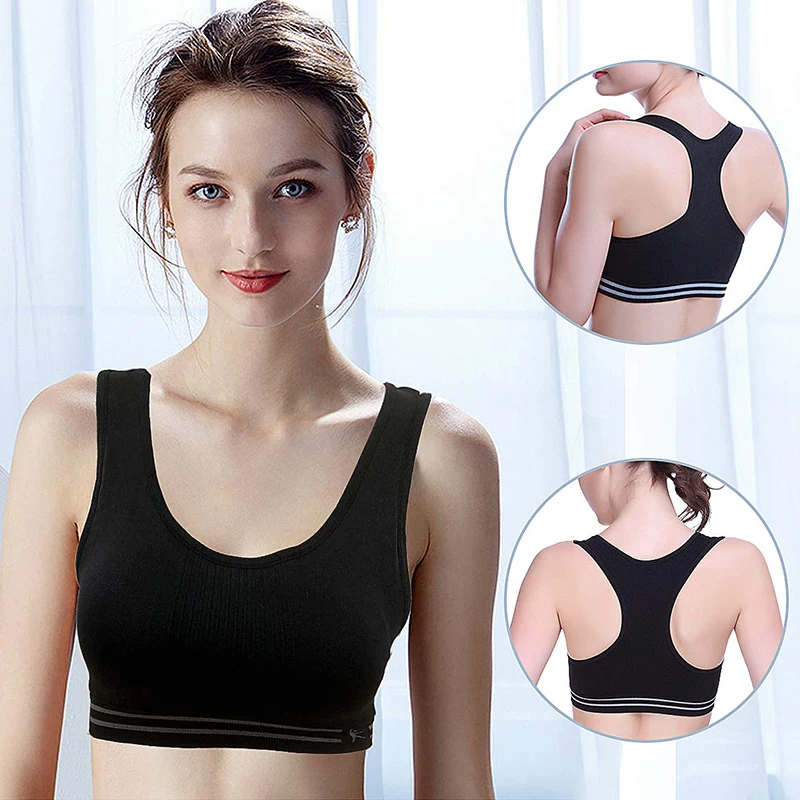 

Women's Seamless Bra With Pad Brassiere Underwear Chest Sleep Yoga Sports Bra Vest Girls Breathable Top Cotton Bralette