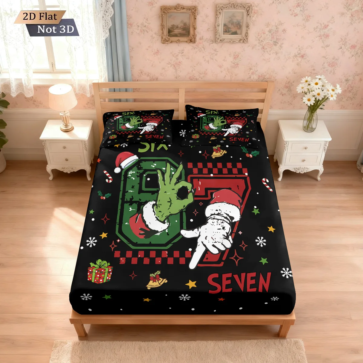 3 قطعة عيد ميلاد سعيد 67 عنصر أسود مطبوع Coreless غطاء سرير مجموعة متعددة الحجم غطاء سرير ناعم غرفة نوم الفراش الديكور #2