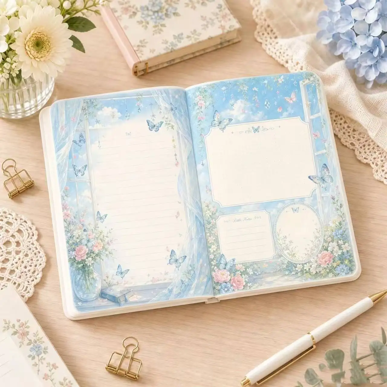 Vintage Butterfly Leather Notebook, 4 Colors Soft Cover Journal, Full‑color Inner Pages, Aesthetic Student Diary Gift - view 4