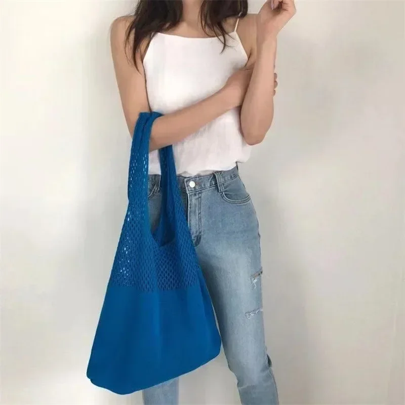 女性用ニットハンドバッグ,大容量トートバッグ,ビーチバッグ,夏,TOUB033-Designerコレクション