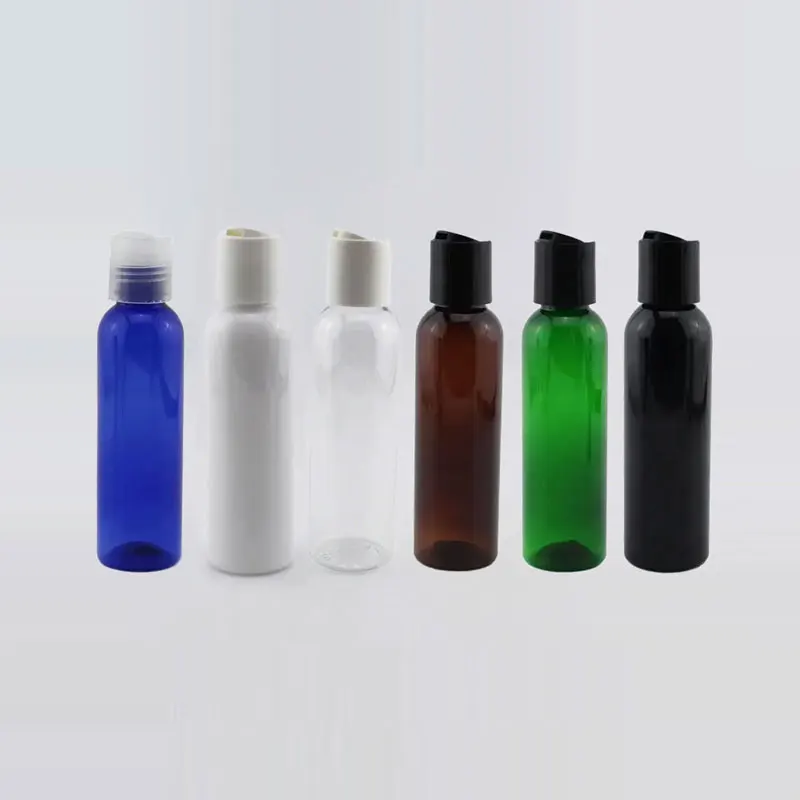 

40pcs 120ml Black Lotion Cream Cosmetic Bottle With Disc Top Cap 4oz Plastic Bottles Containers Shampoo PET Bottles Vial 120cc