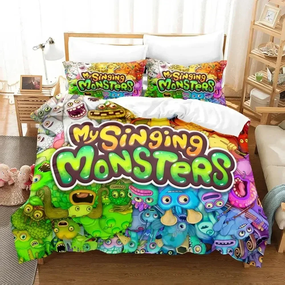 Game My Singing Monsters Bedding Set Printed Bed Set With Pillowcase Duvet Cover Soft Queen King Size Bedclothes Home Boys Adult