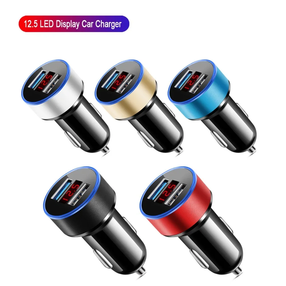 

Car Charger Dual USB QC 3.0 Adapter Cigarette Lighter LED Voltmeter For All Types Mobile Phone Charger Smart Dual USB Charging