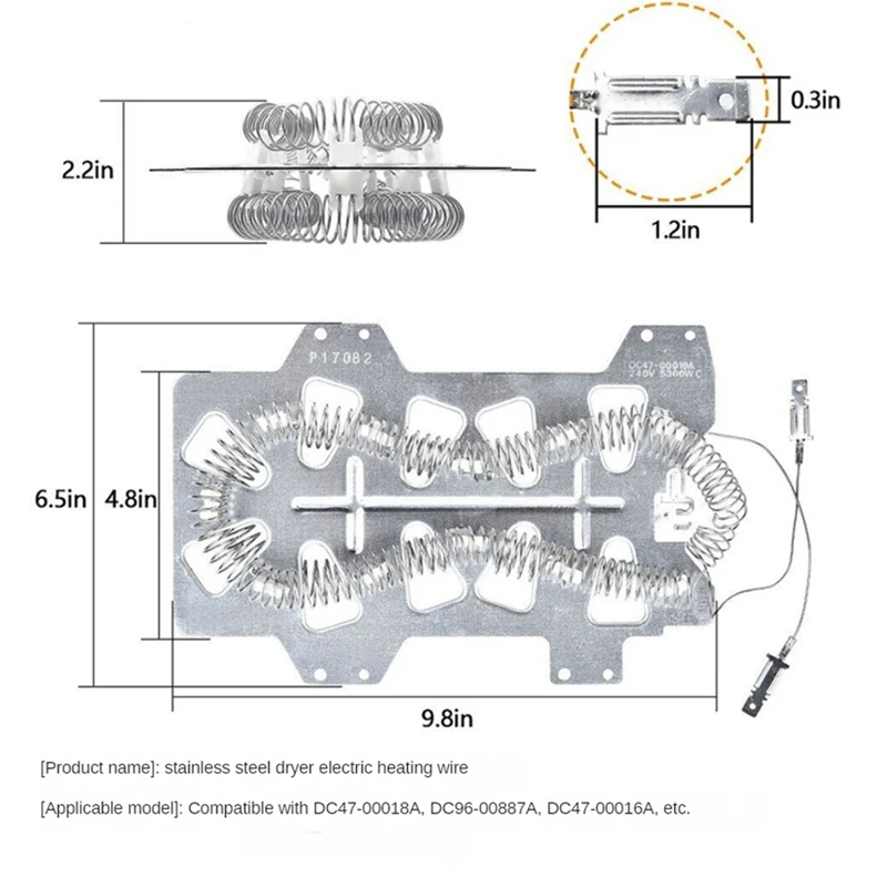 التدفئة أجاد 2 قطعة DC47-00019A مجفف عناصر التدفئة لاستبدال DV45H7000EW/A2 DV40J3000EW/A2 DV42H5000EW/A3 DVE50M7450W