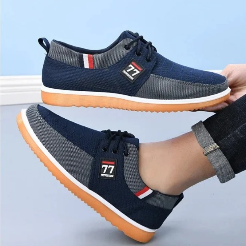 

Large Size Men Canvas Shoes Soft Soled Driving Flats for Male Sneakers Light Casual Korean Style Lace-Up Adult Footwear