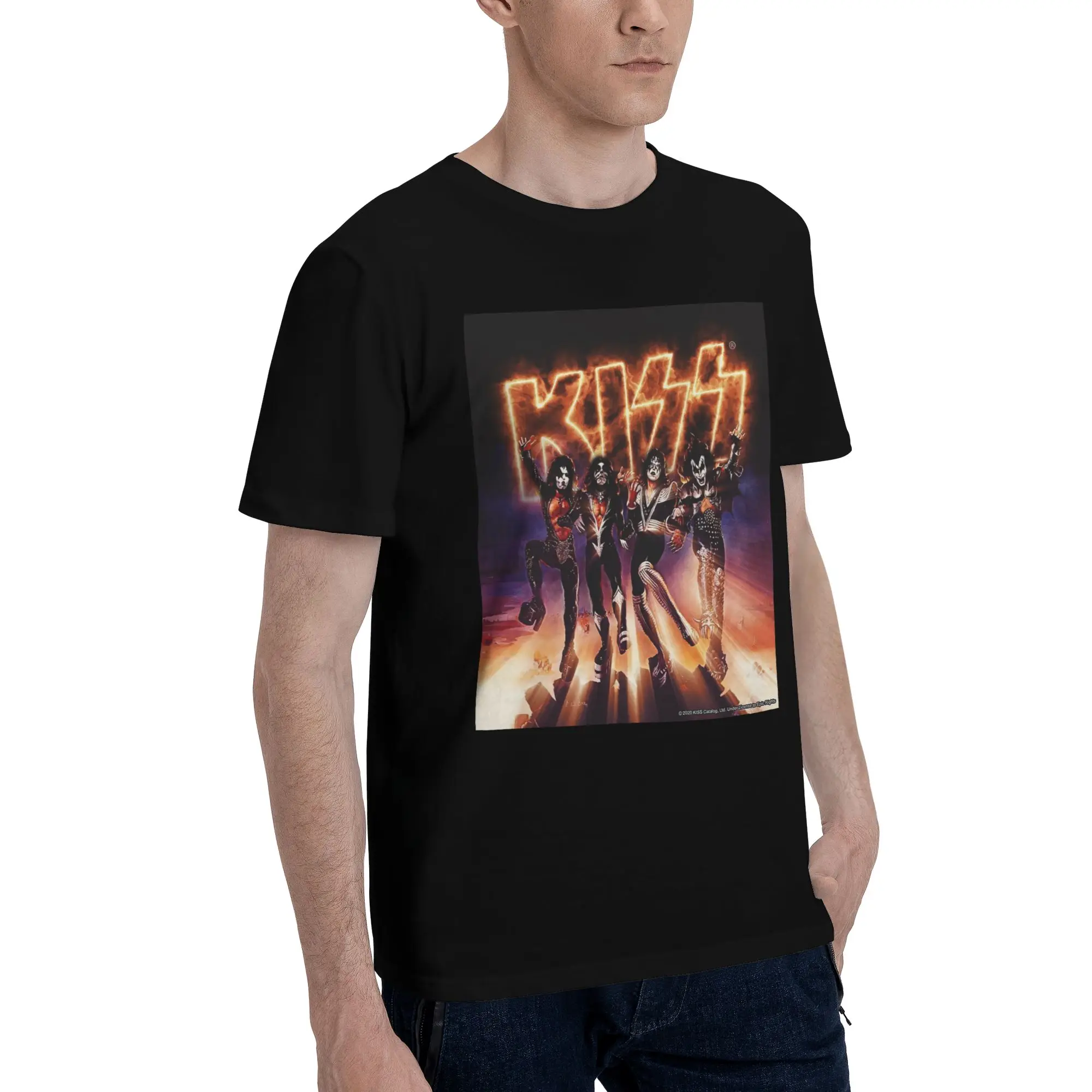 

КСС ® The Band - Destroyer Fire Log Мужская футболка больших размеров Мужские хлопковые футболки с круглым вырезом Короткие летние мужские футболки