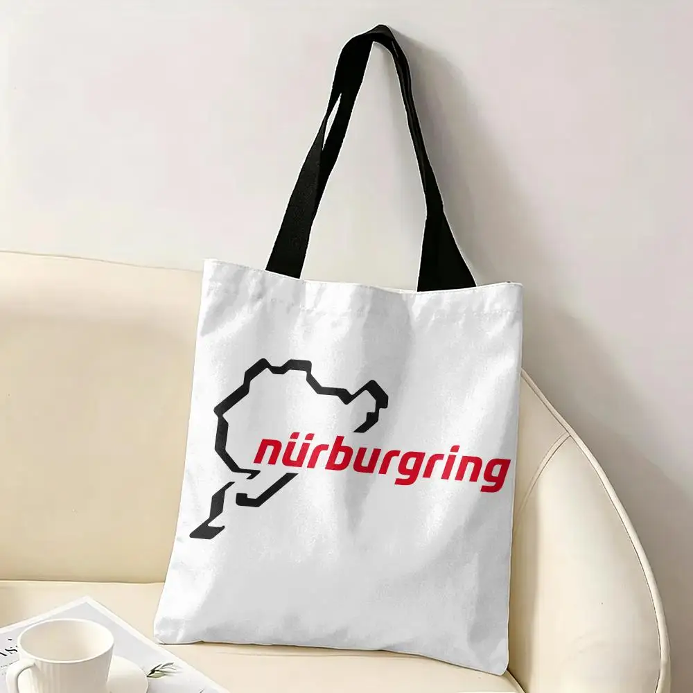 Nurburgring Sport Car Track Storage Bags Canvas Double-Sided Print Tote Bag Large Capacity Shoulder Fashion Shopping Handbag