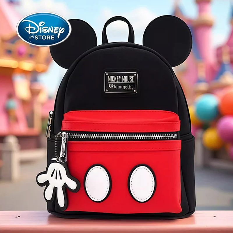 

Disney Mickey Mouse Mini Backpack - Black With Red Mickey Bag For Women & Girls - Collectible Disney Bag With Hand Keychain