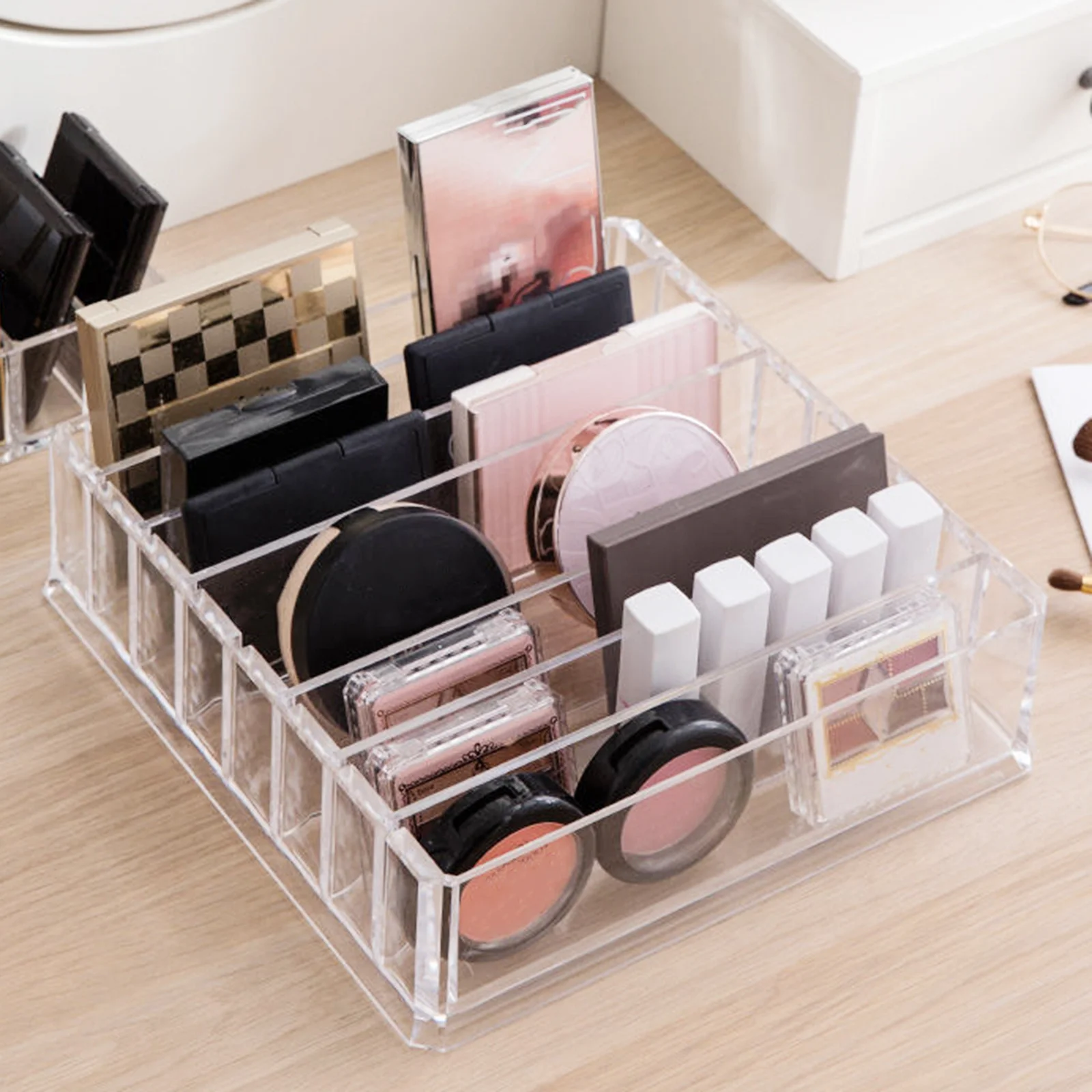 

Ultra-Thin Transparent Eyeshadow Organizer Makeup Storage Box Holder For Dressing Vanity Countertop Desktop