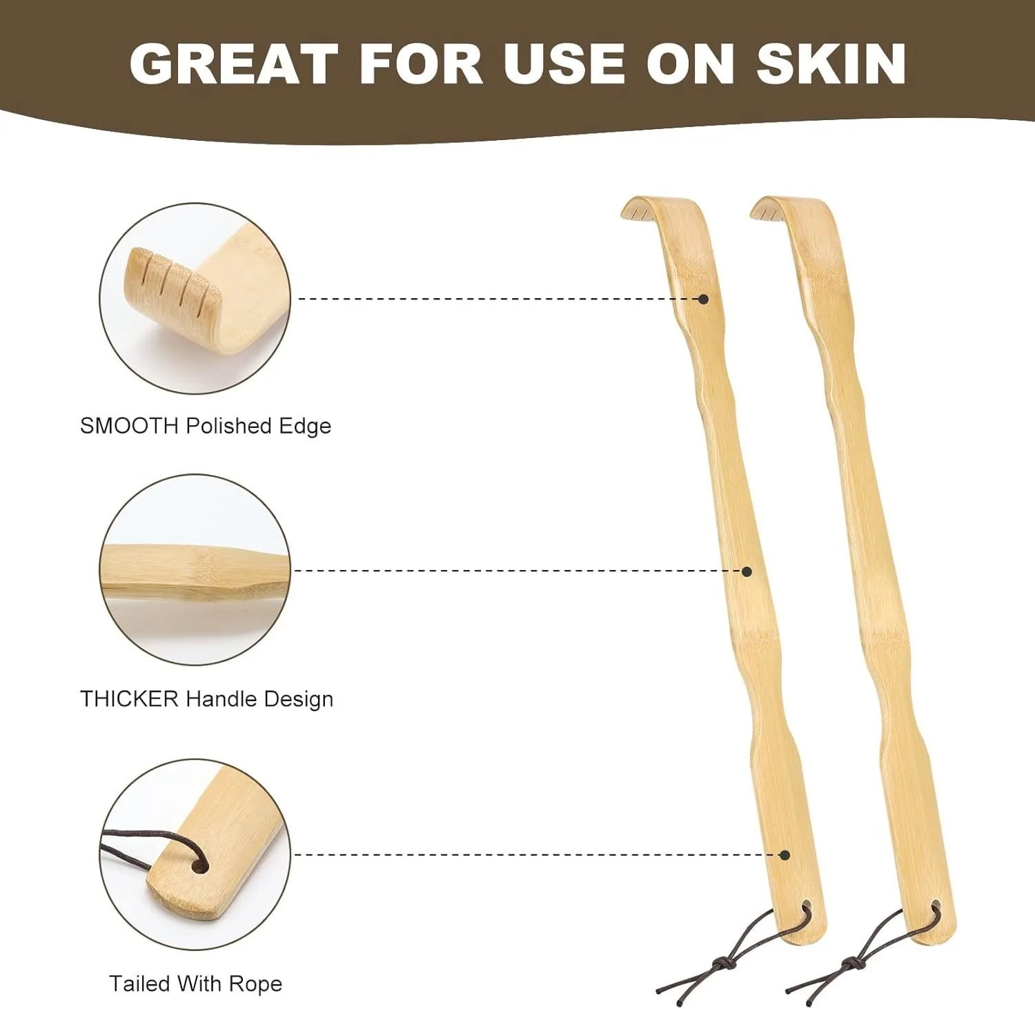 3 pack Bamboo Back Scratcher,100% Natural Bamboo Back Scratchers For Itching Relief,Strong & Sturdy