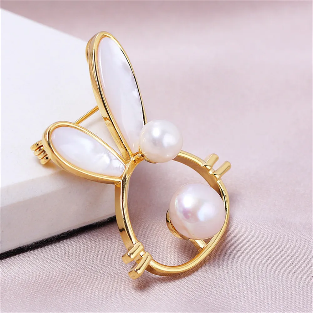 DIY Accessories Copper Gold-plated Pearl Jewelry Multi Bead Bouquet Brooch Empty Holding Temperament Female Hand Jewelry