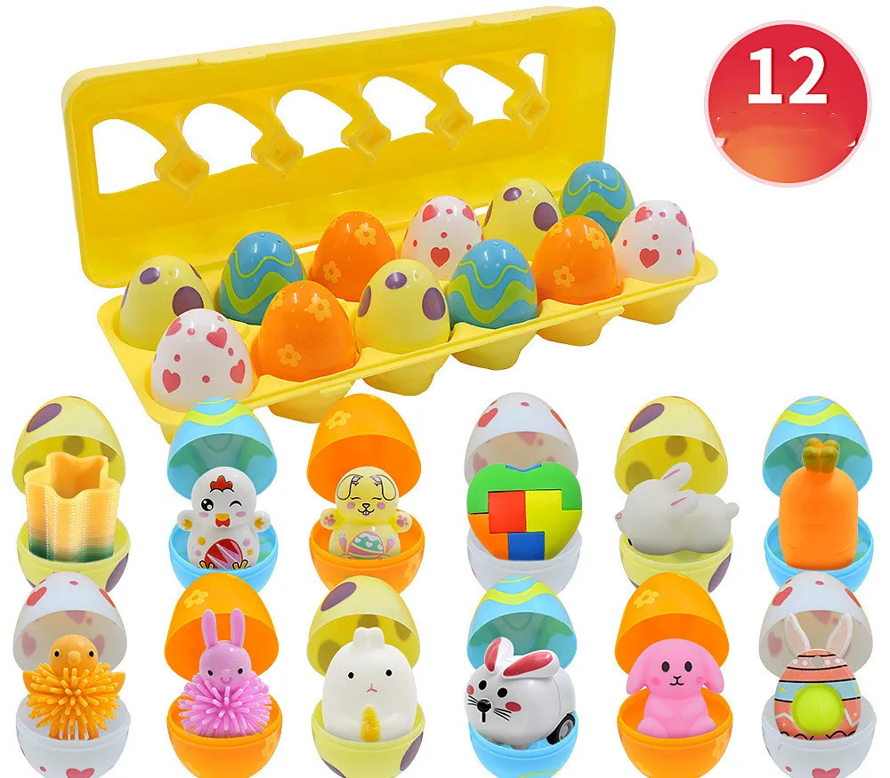 12 Pack Easter Eggs Prefilled with Squishy Toy Kids Easter Egg Hunt Easter Basket Filler Easter Party Favor Classroom Activity