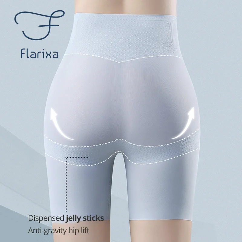 Flarixa Body Shapers sem costura para mulheres, ultrafino, seda gelo, shorts de segurança, cintura alta, calcinha redutora de barriga lisa, cueca