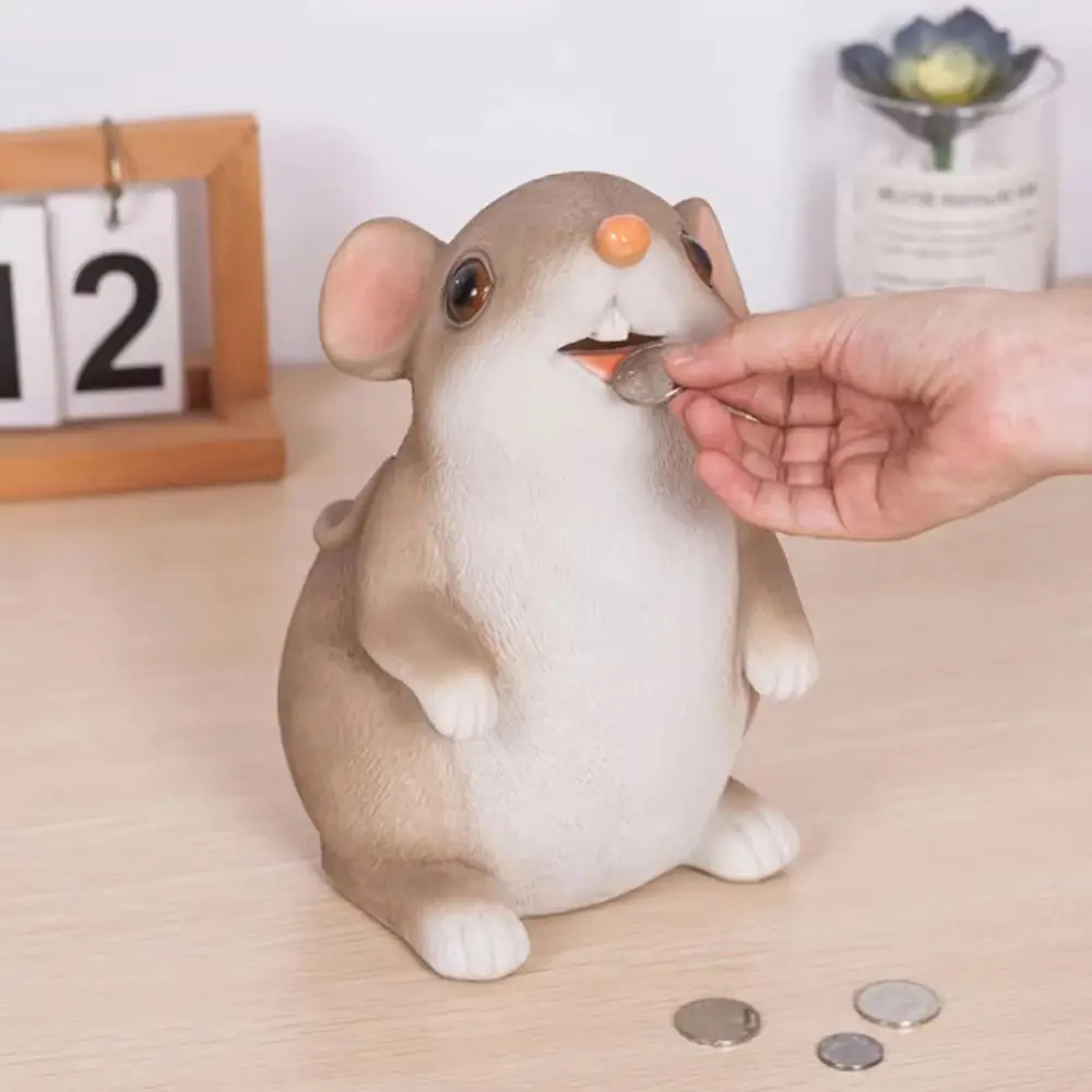 Year Of The Rat Mouse Piggy Bank Money Bank Cartoon Children Gift Saving Box Rubber Animal Sculpture Coin Saving Box Home Decor