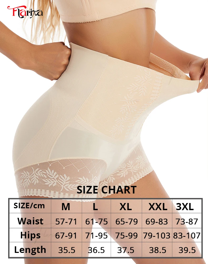 Flarixa Seamless Underwear Women High Waist Shaping Panties Tummy Control Lace Underpants Slimming Postpartum Hip Lift Pants