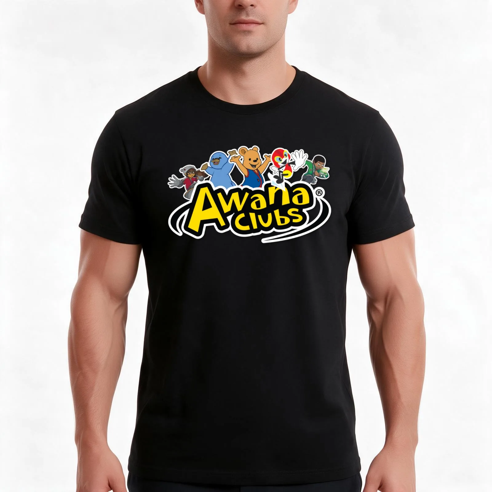 Awana Clubs Official T-Shirt, Summer Casual Cotton Tee, Oversized Streetwear Tops, Vintage Graphic Print, Loose Fit Short Sleeve