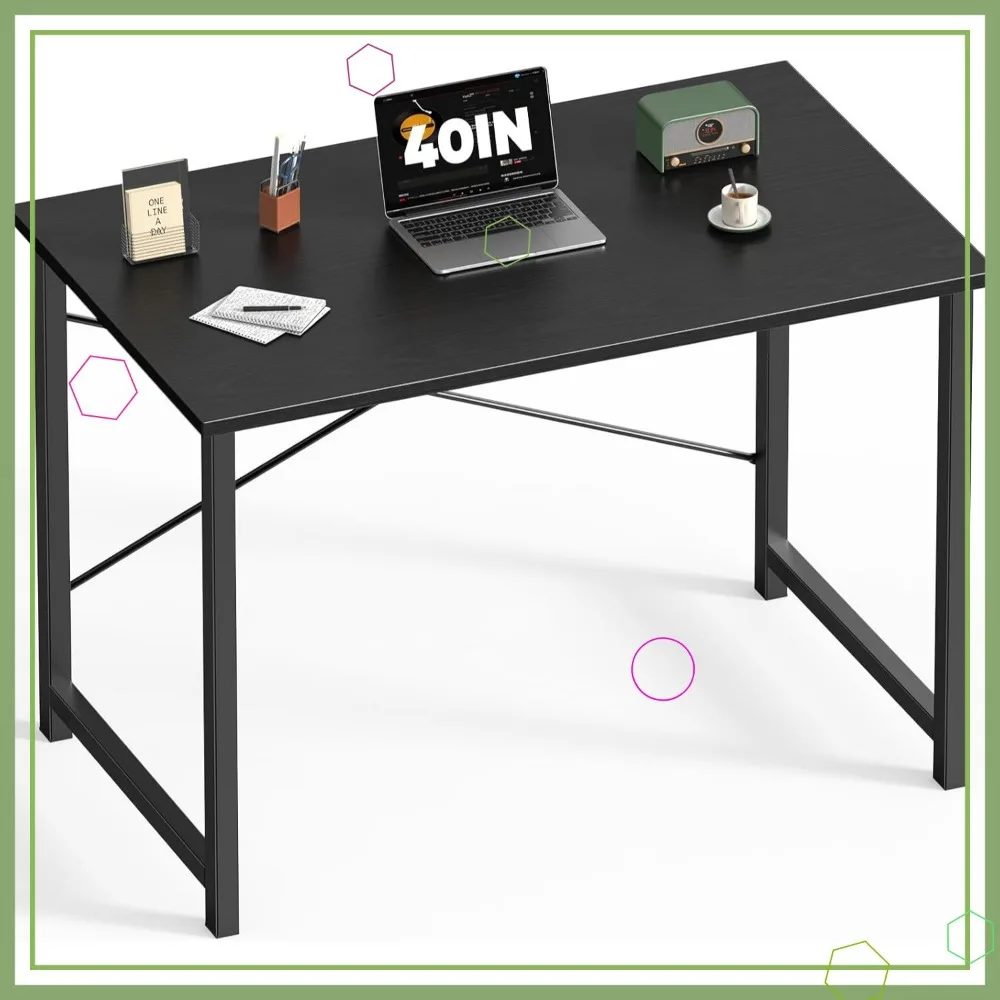 40 Inch Modern Computer Desk with X-Brace Support, Waterproof Surface, Easy Assembly for Home Office Study