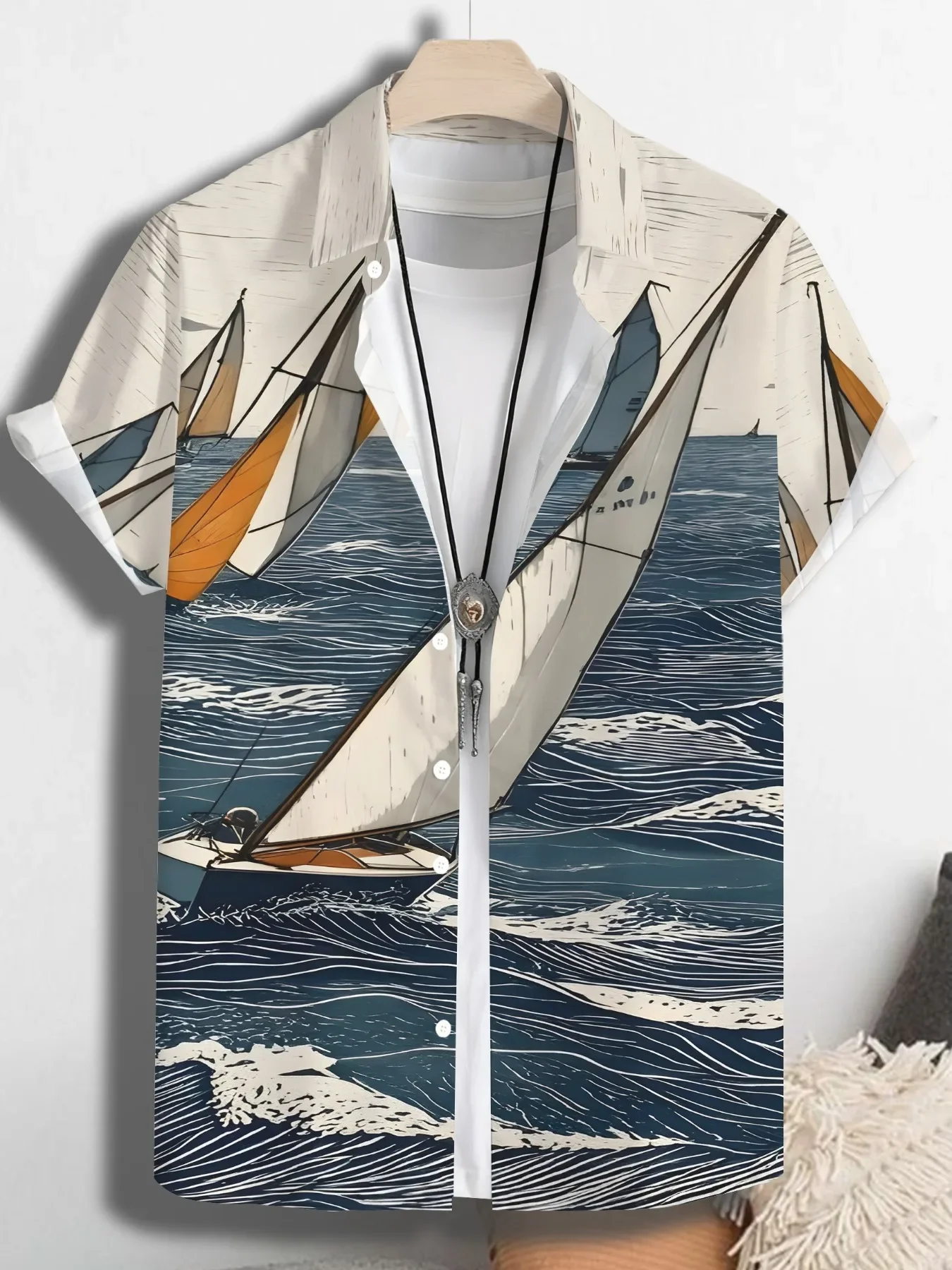 Men's Summer Casual Shirt Hawaiian Style High Street Print Tshirt Button Down Lightweight Breathable Tops For Outdoor Wear