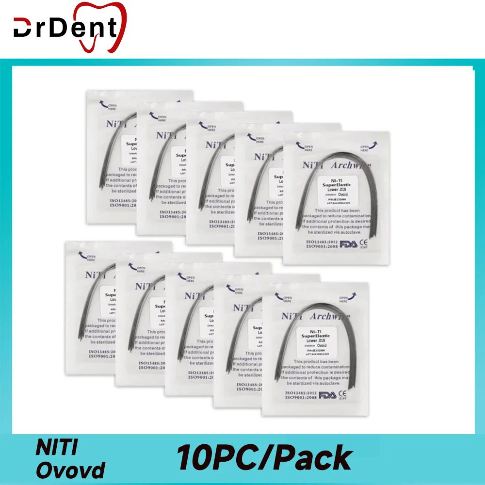 NiTi Arch Wire Brackets 10Pcs/Bag Orthodontics Brackets Ovoid Rectangular Shape Archwire for Braces Dental Super Elastic