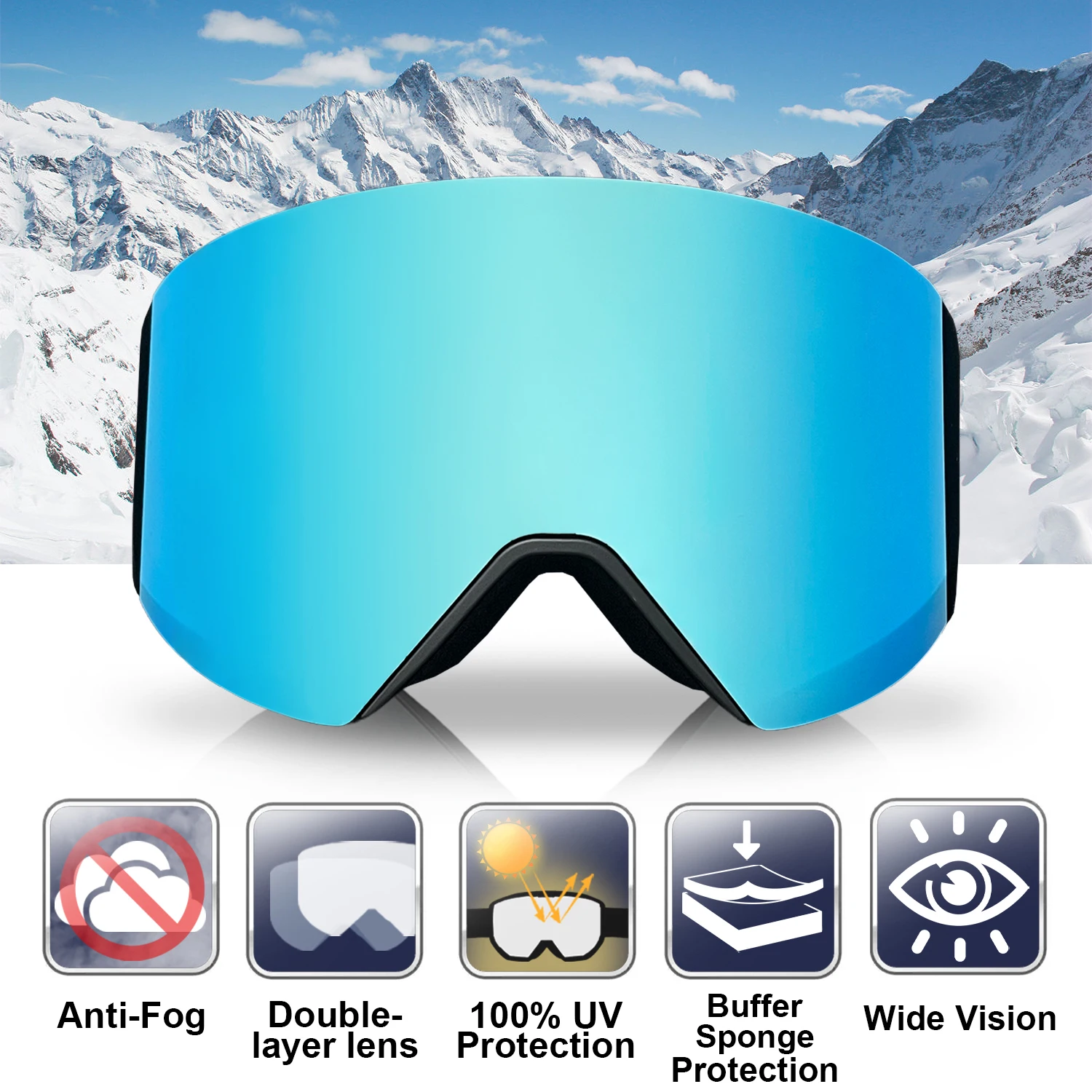 New Winter Outdoor Photochromic Ski Goggles Magnetic Anti-fog Ski Glasses Sports Skiing Snowboard Men Women UV400 Snow