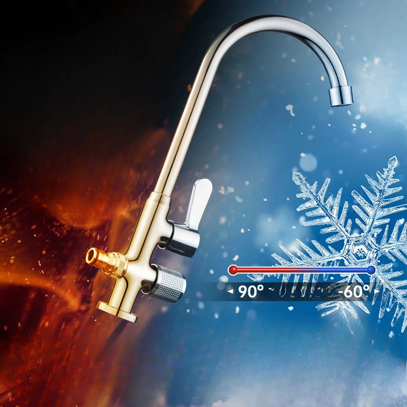 Outdoor Faucet Washbasin Courtyard Outdoor All-copper Dual-use Single-cooling Sun Protection Anti-freeze Crack Double Hole