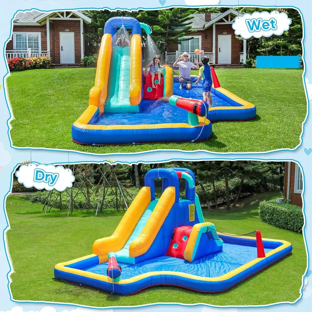 Maison de rebond, château gonflable avec toboggan pour intérieur/extérieur, château Iatable avec mur d'escalade, souffleur d'air, piscine d'eau pour enfants, 203